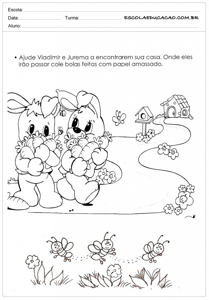 Atividades e Desenhos de Animais para Colorir - Coelhinhos