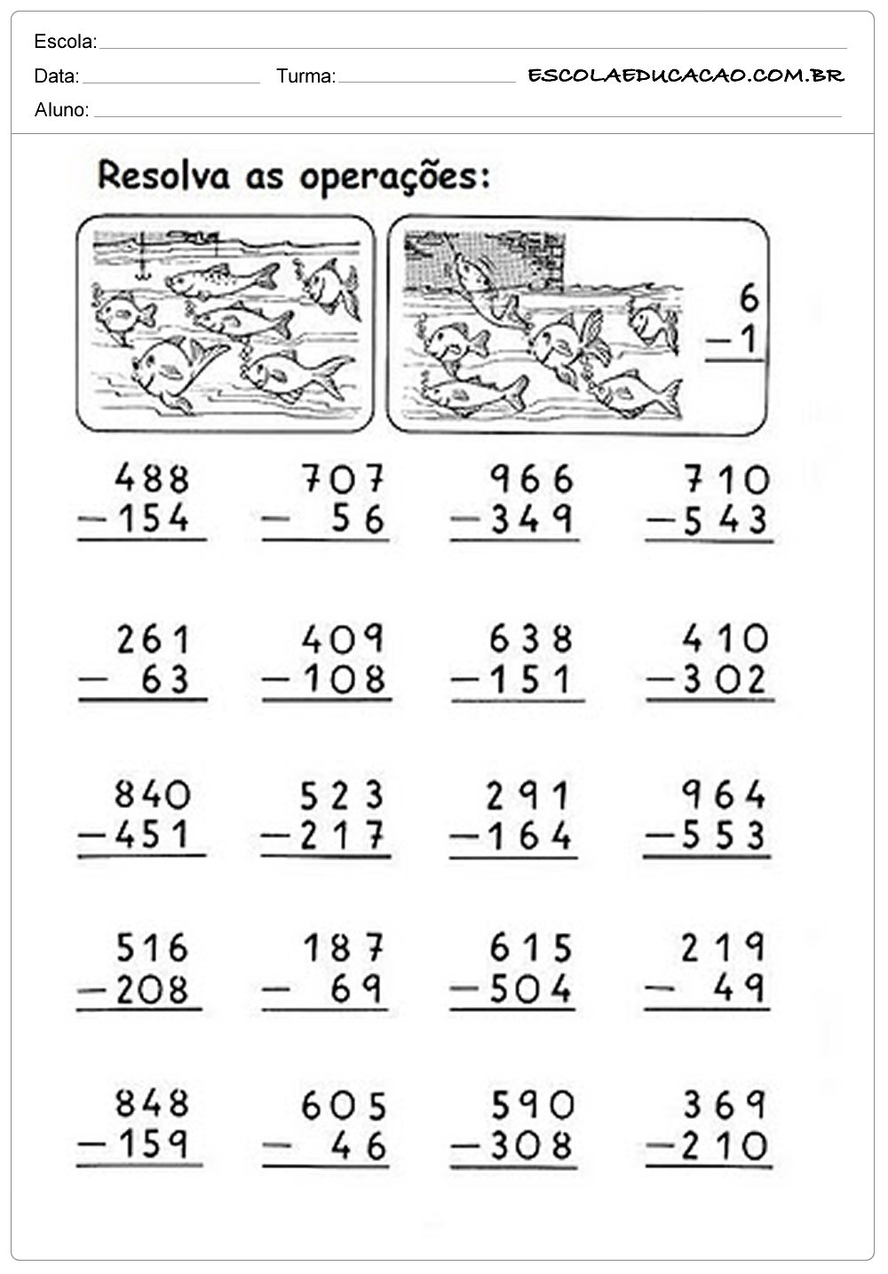 Atividades Subtrair Ano Do Ensino Fundamental Matem Tica Hot