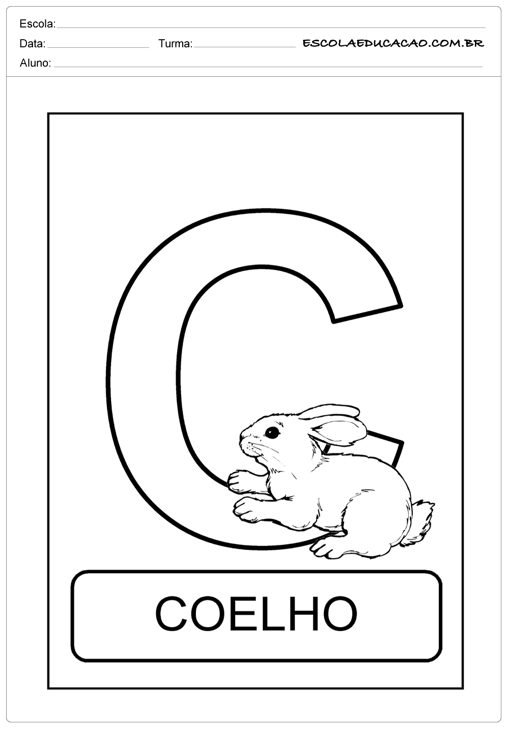 Atividades com a letra C - Coelho