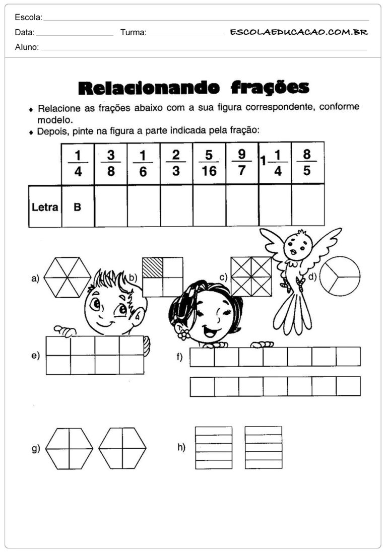 Atividades Frações para o 4º ano Atividade de Matemática Escola