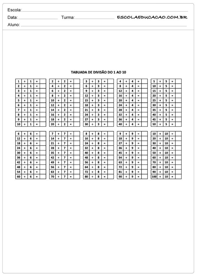 Atividade De Tabuada Para Imprimir Voc J Aprendeu A Sexiz Pix