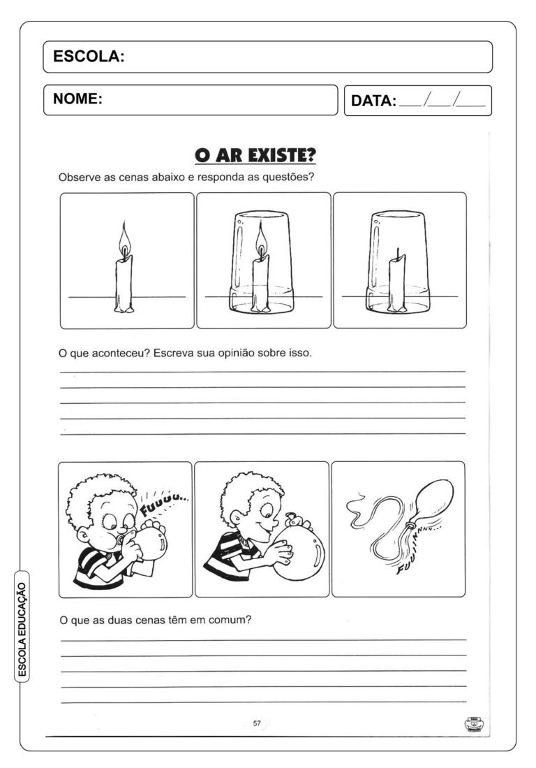 15 Atividades sobre o ar Atmosfera Educação Infantil 1º 2º 3º e