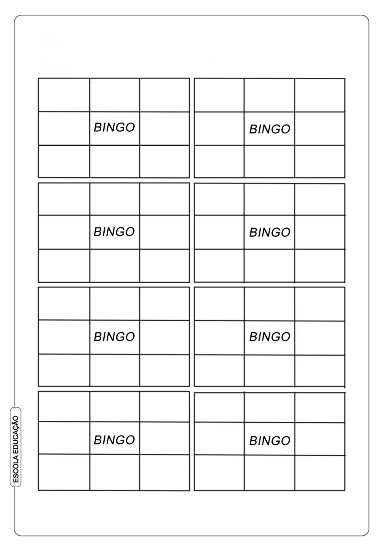 Bingo De Palavras Simples Para Imprimir Alfabetiza O