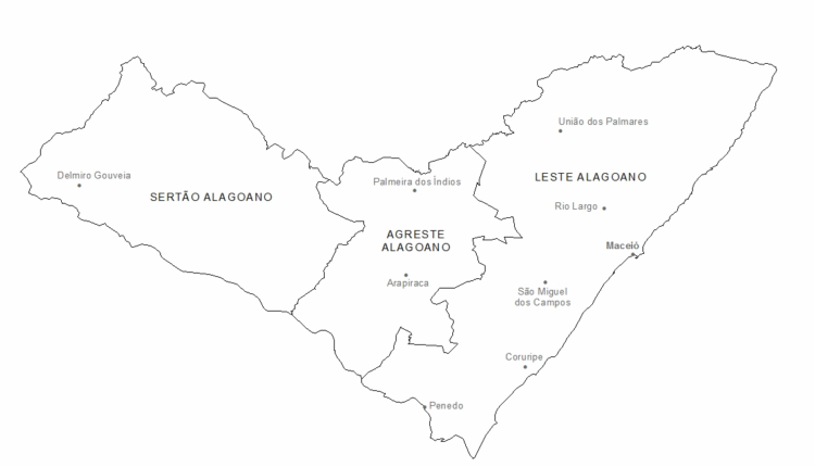 Mapa De Alagoas Preto E Branco