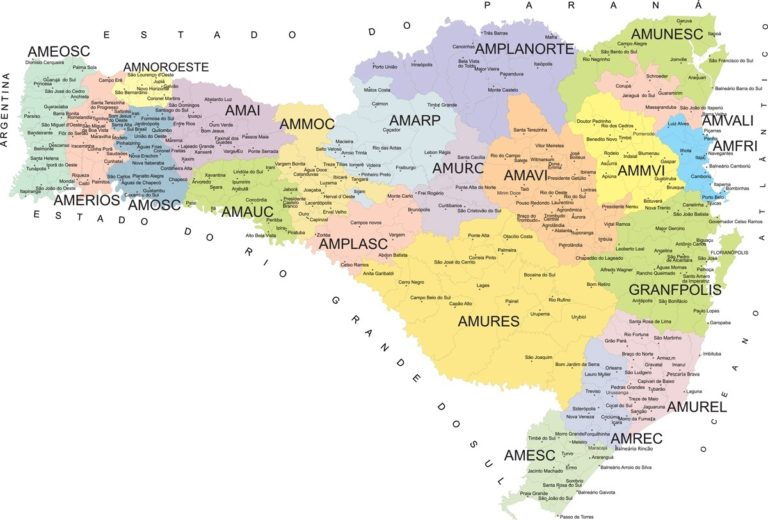 Mapa De Santa Catarina Pol Tico Cidades Praias Tur Stico E Rodovi Rio