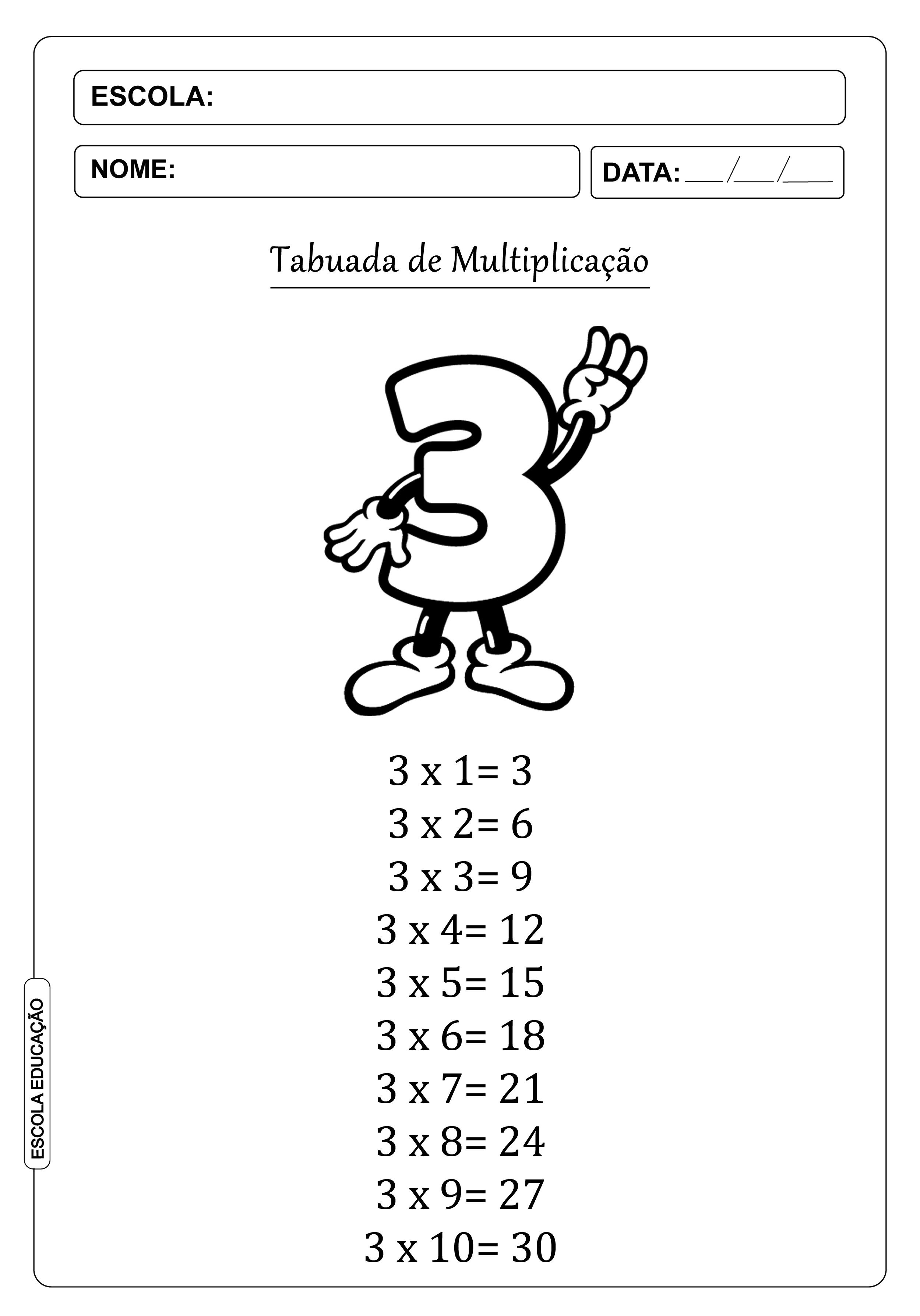 Tabuada Para Imprimir: Sem Resultados. Contas de Multiplicação do 1 ao 9.  Material Didatico Para Professores, Pais e Alunos.