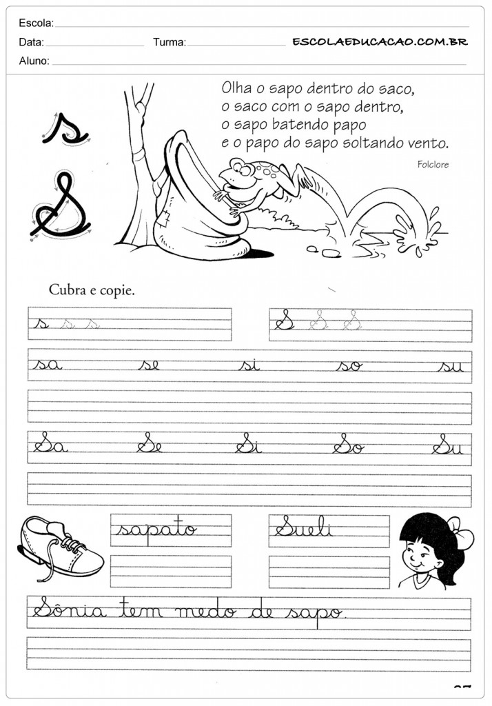 Atividade de caligrafia letra S