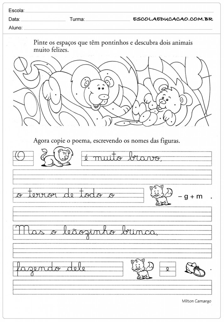 Atividades de caligrafia para imprimir