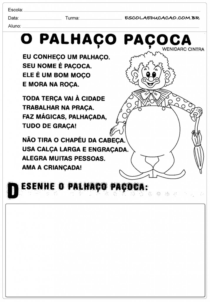 Atividades de Português 2 ano - Palhaço Paçoca