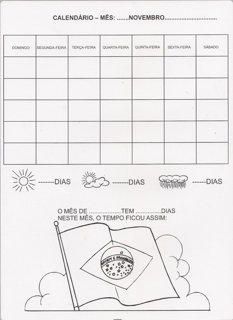 Calendário mês de Novembro