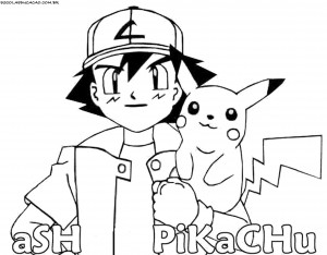 Desenhos para colorir do Pokemon - Ash e Pikachu