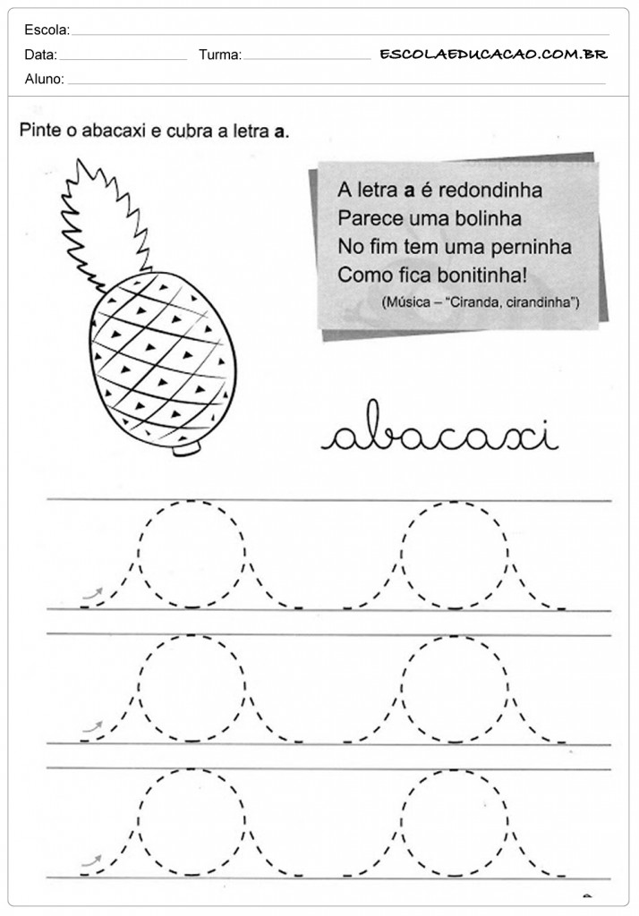 Exercicios de caligrafia letra A