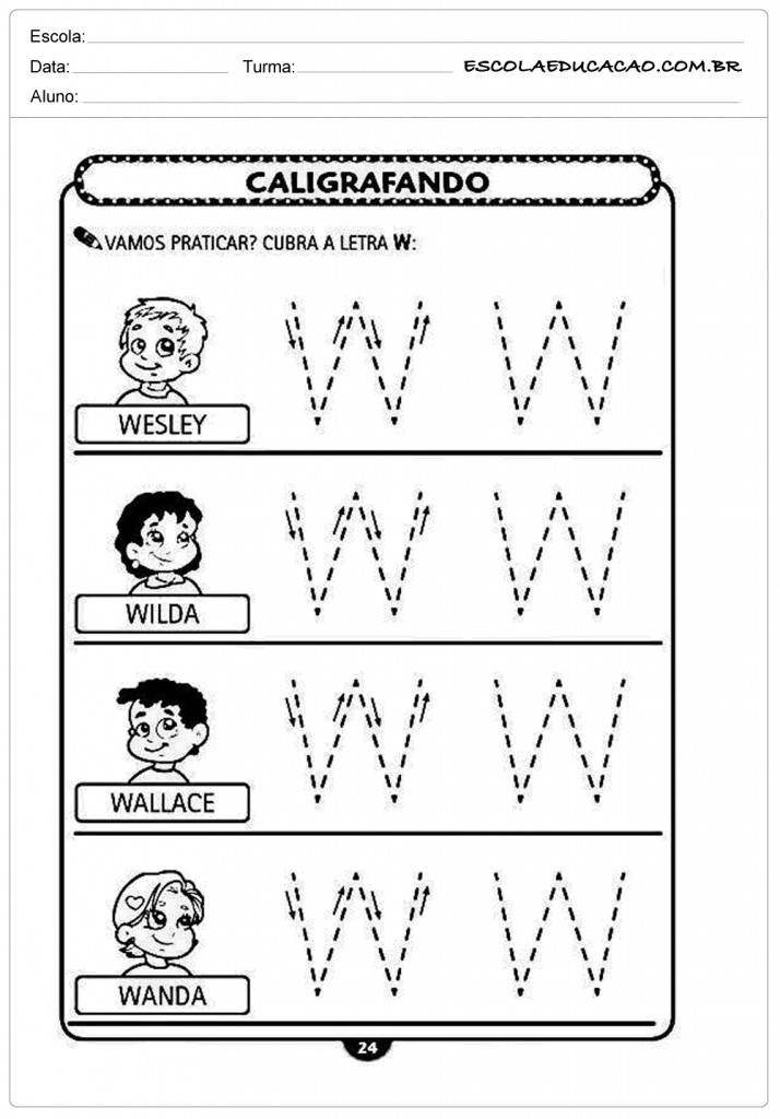 Iimprimir atividade de caligrafia letra W