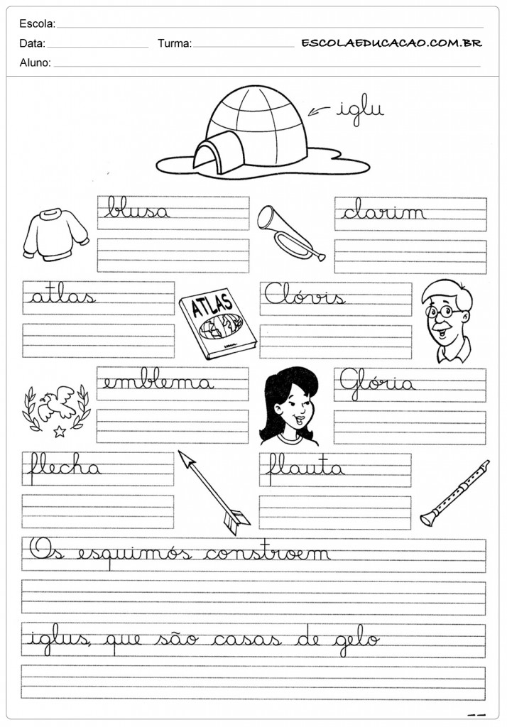 Imprimir atividades de caligrafia frases