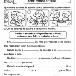 Atividades de Português 2º ano – Completando o Texto