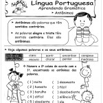 Atividades de Português 3º ano – Antônimos