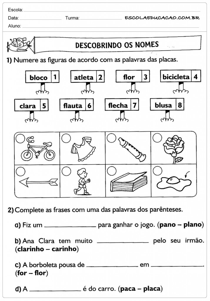 Atividades de Português 3º ano - Descobrindo os números