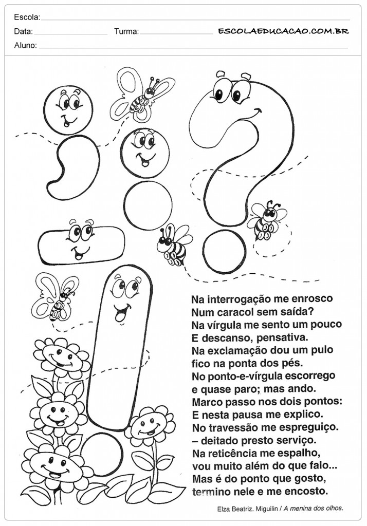 Atividades de Português 3º ano - Poema