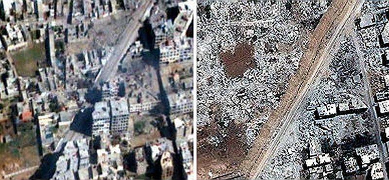 Siria antes e depois (imagem aérea)