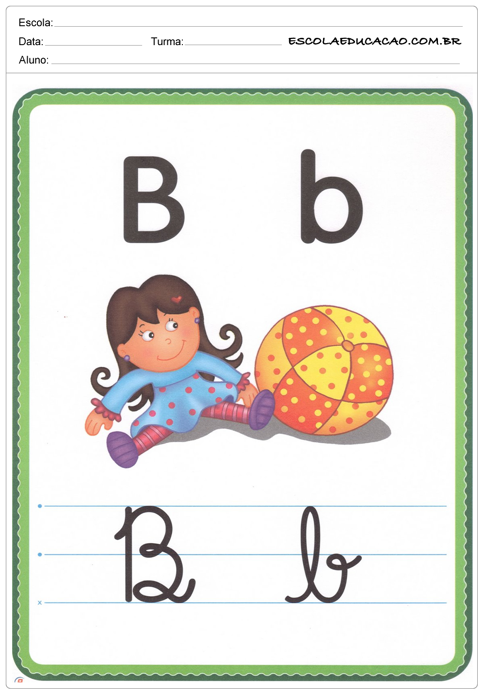 Alfabeto Ilustrado Letra B Escola Educa O