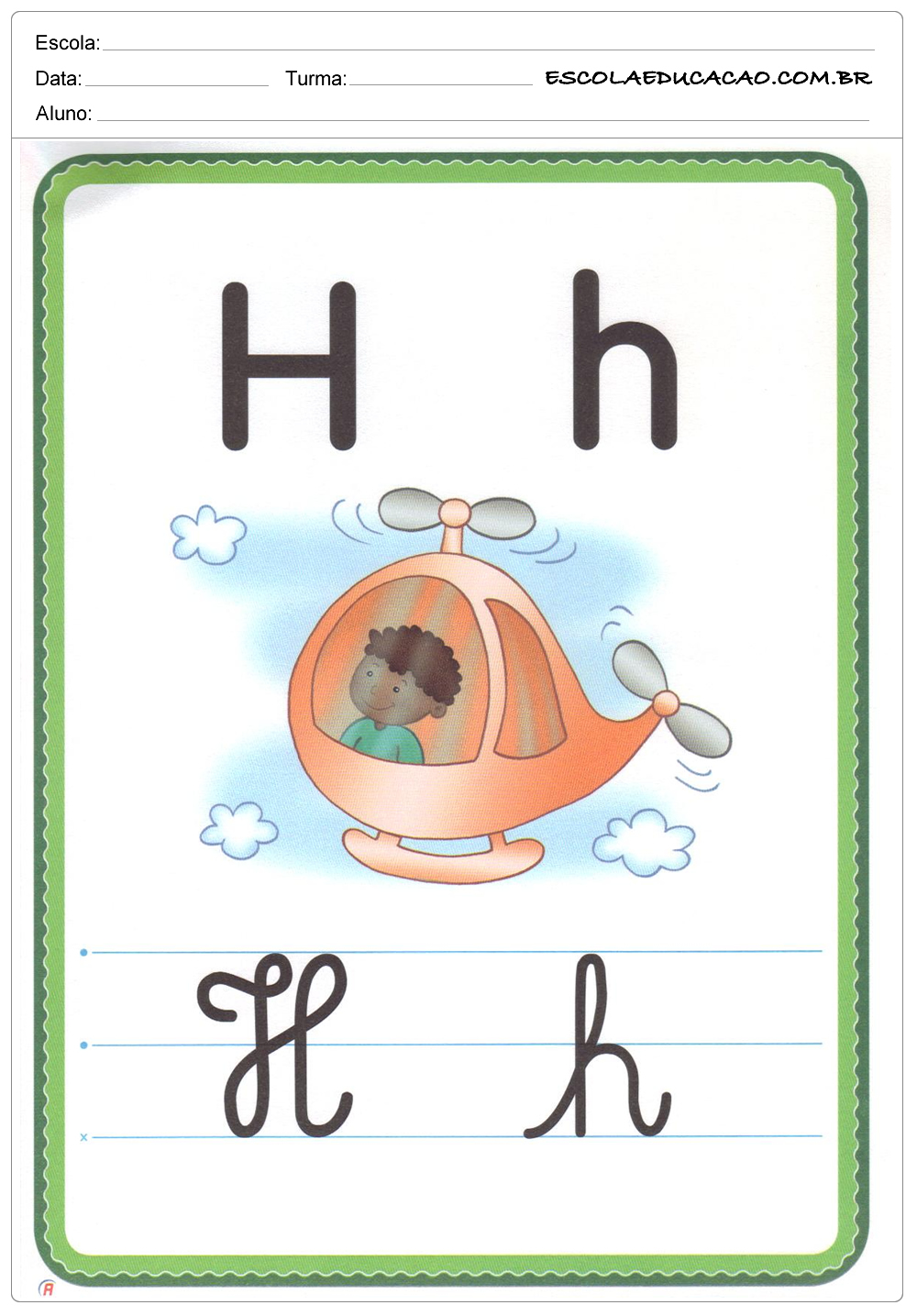 Alfabeto Ilustrado Letra H Escola Educação