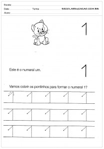 Atividades de Números Pontilhados para Imprimir