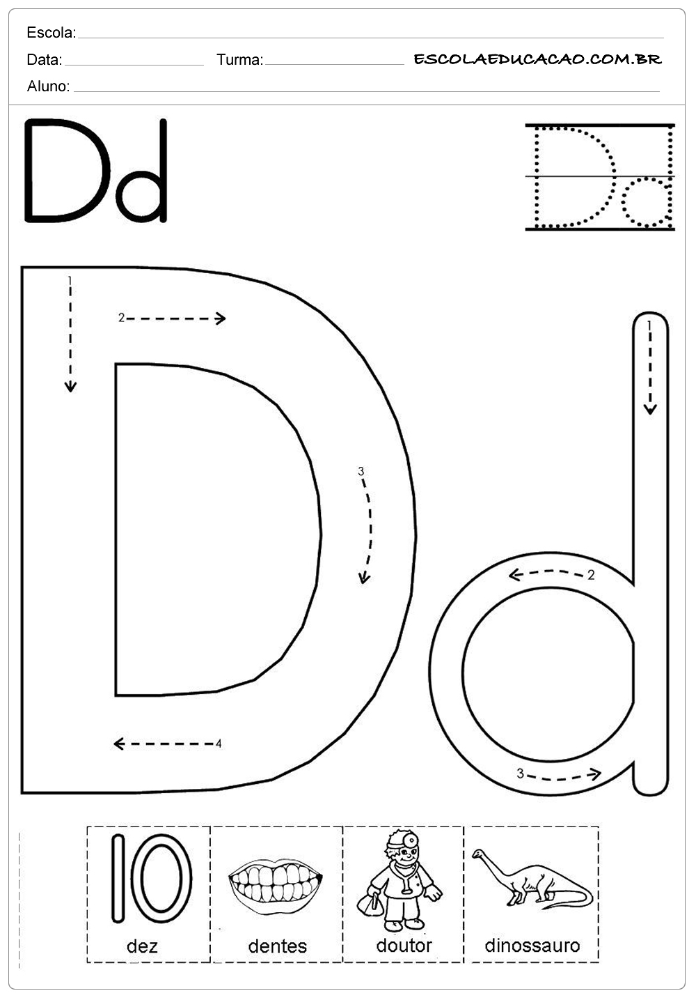 Atividades com a letra D – Desenhando