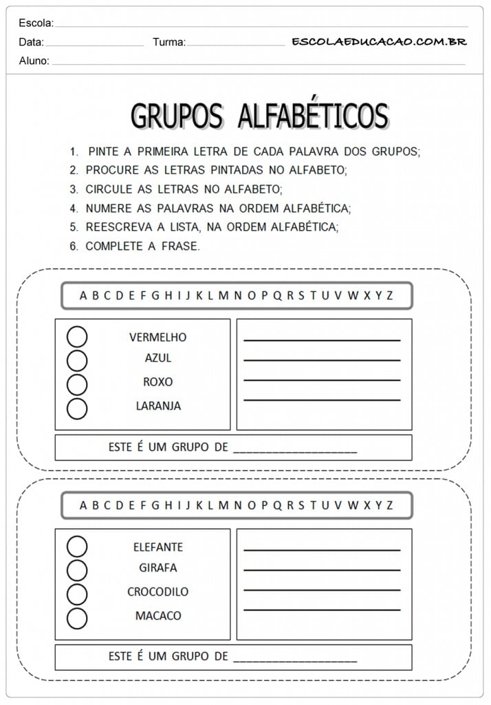 Grupos alfabéticos