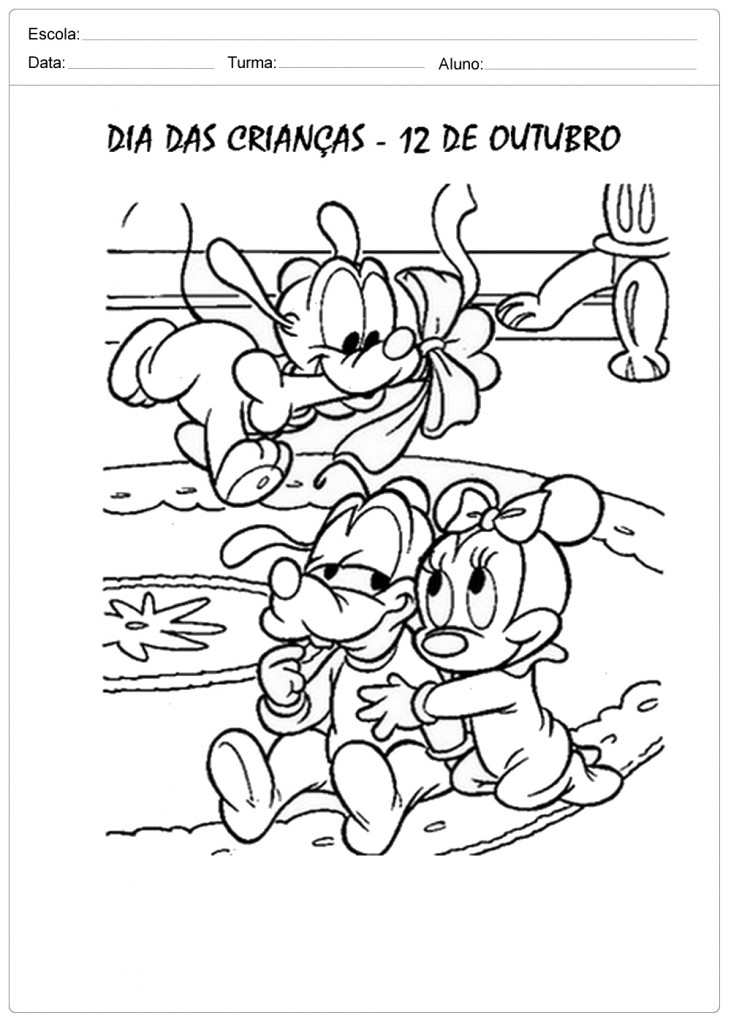 Desenhos para Colorir - Pluto - Dia das Crianças