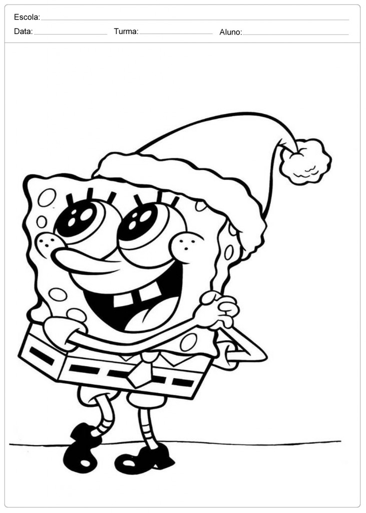 Desenhos de Natal para Colorir - Bob Esponja