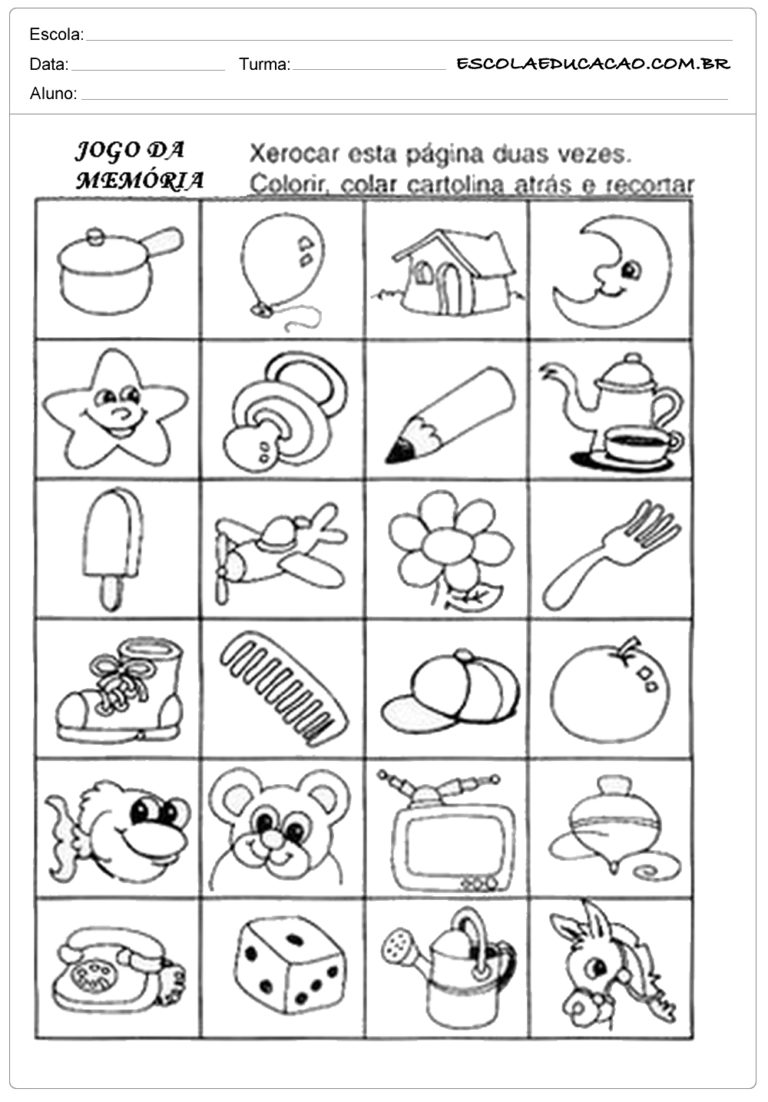 Exercícios para memória para imprimir Atividades Educativas Escola