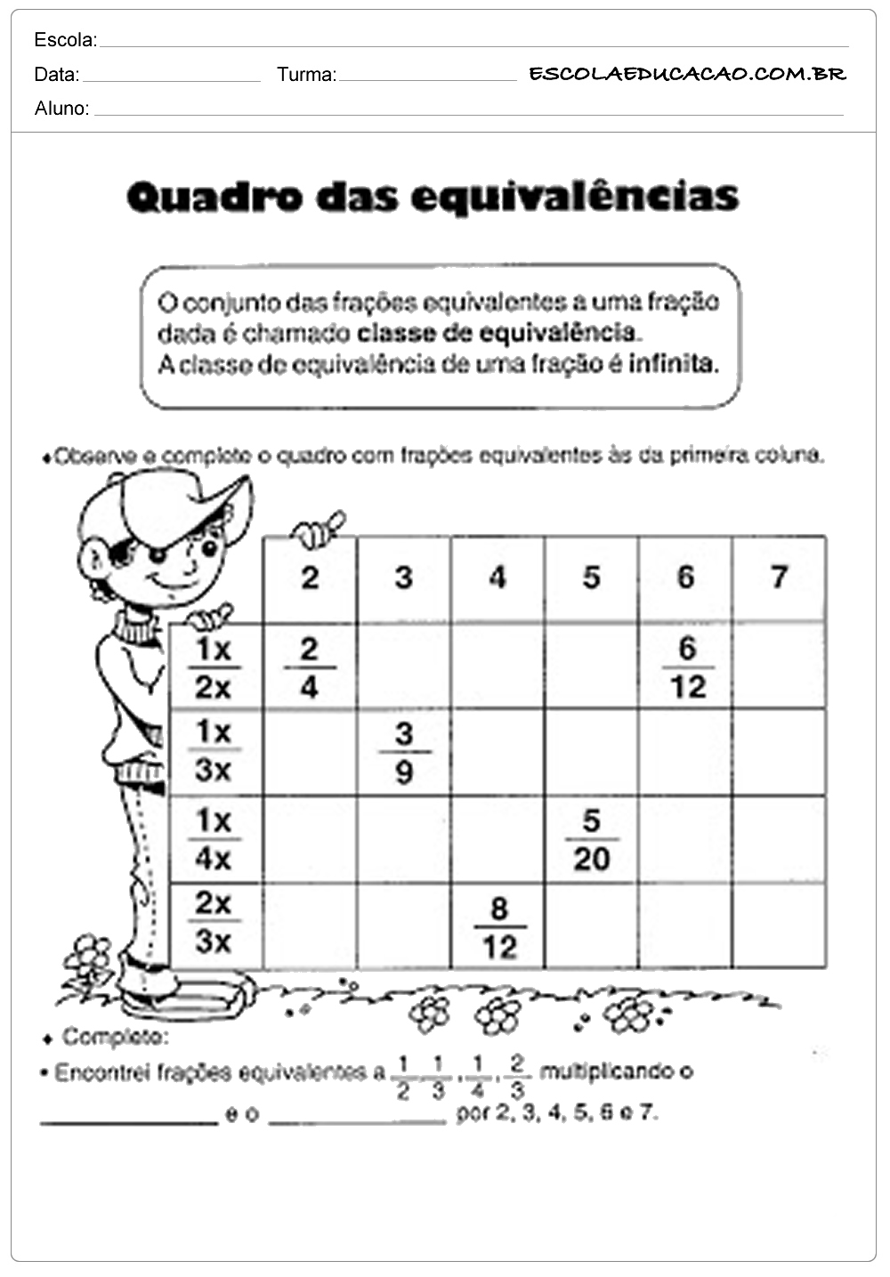 Atividades Com Fra Es Quadro Das Equivalentes Escola Educa O