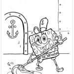 Bob Esponja limpando chão
