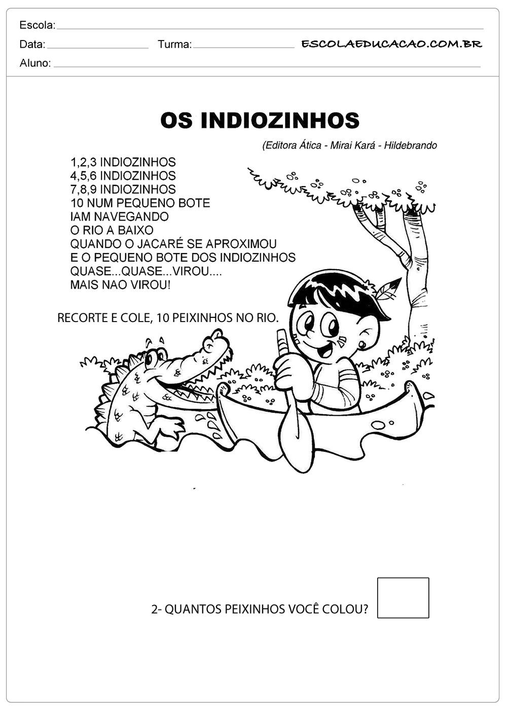 Atividade Dia Do Indio Os Indiozinhos Escola Educacao