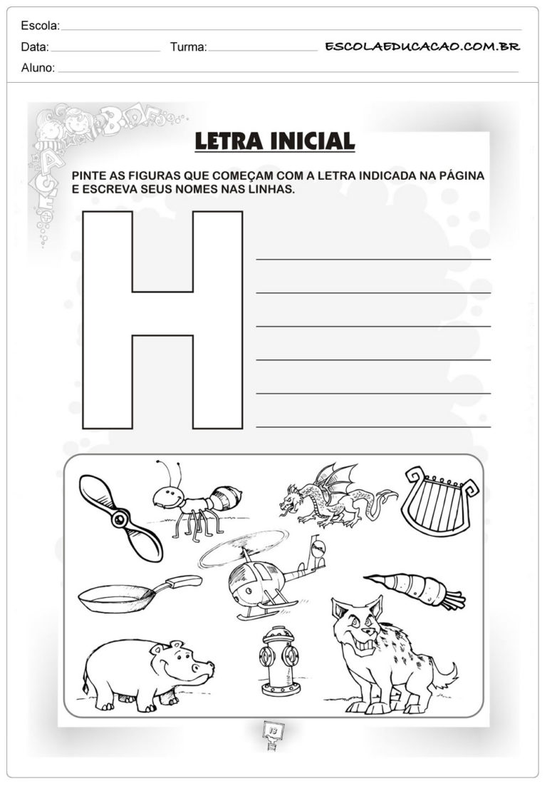 Atividades com a letra H - Atividades prontas para imprimir