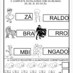 Atividade com a Letra Z – Complete os quadrinhos