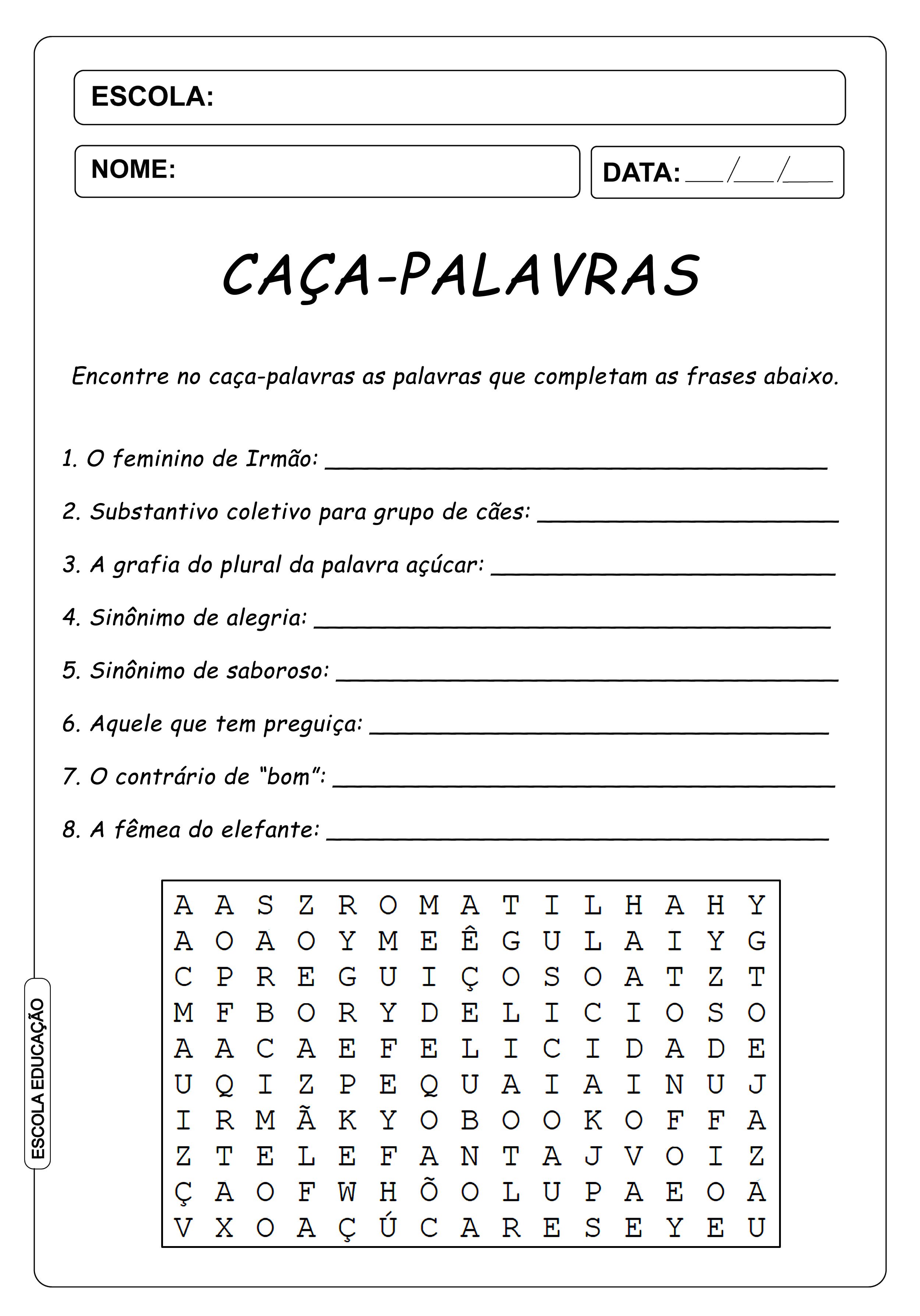 Exercicios de portugues sobre substantivos