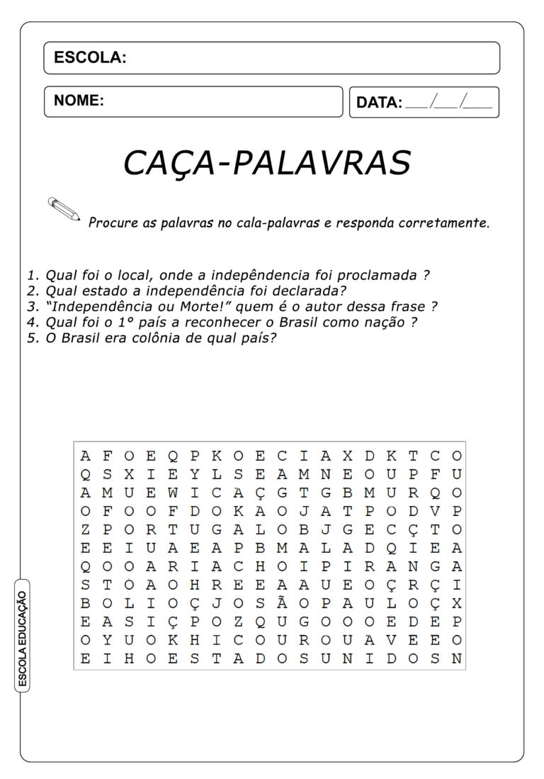 Atividades caça palavras - 4º ano Ensino Fundamental - Para Imprimir