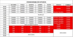 Cronograma De Estudos Para Quem Trabalha - Planilha Para Download