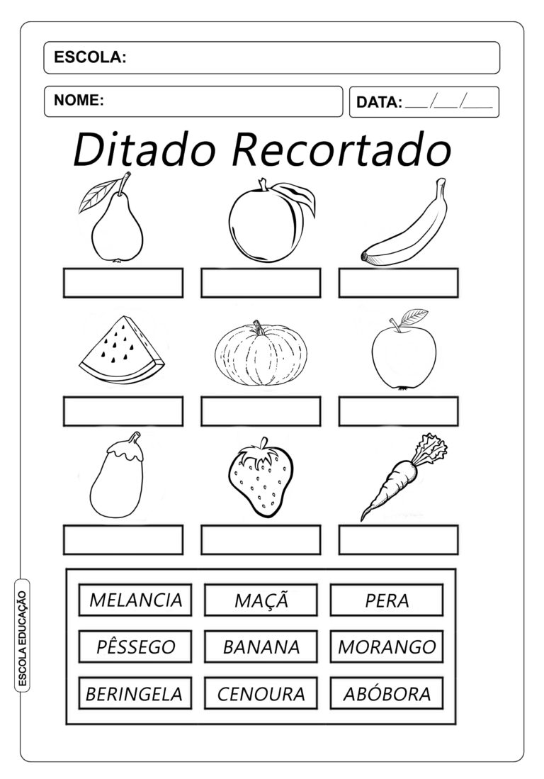 Atividades De Ditado Recortado Para Imprimir Escola Educa O