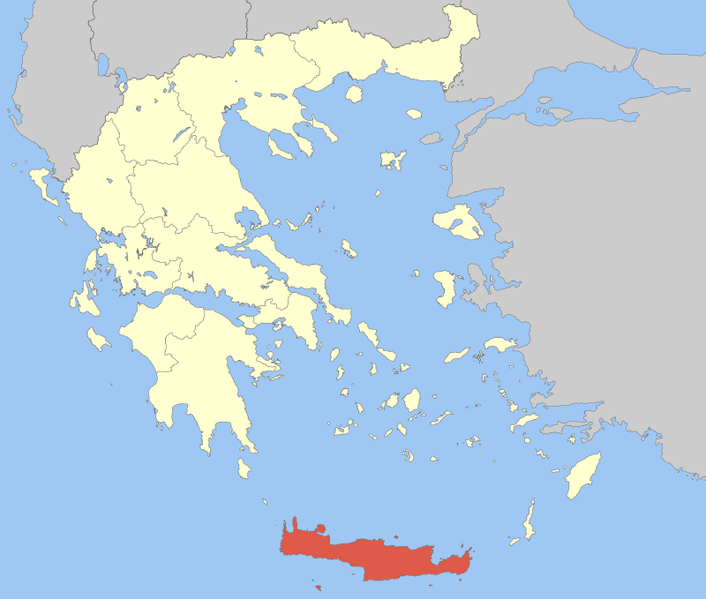 Localização da Ilha de Creta na Grécia