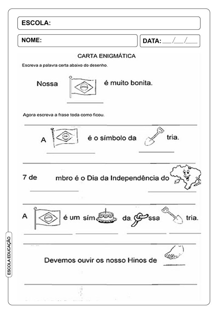 Atividade Independência do Brasil - Carta Enigmática