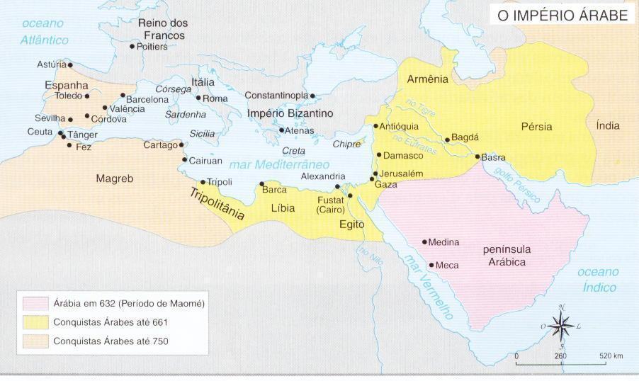 Mapa do Império Árabe