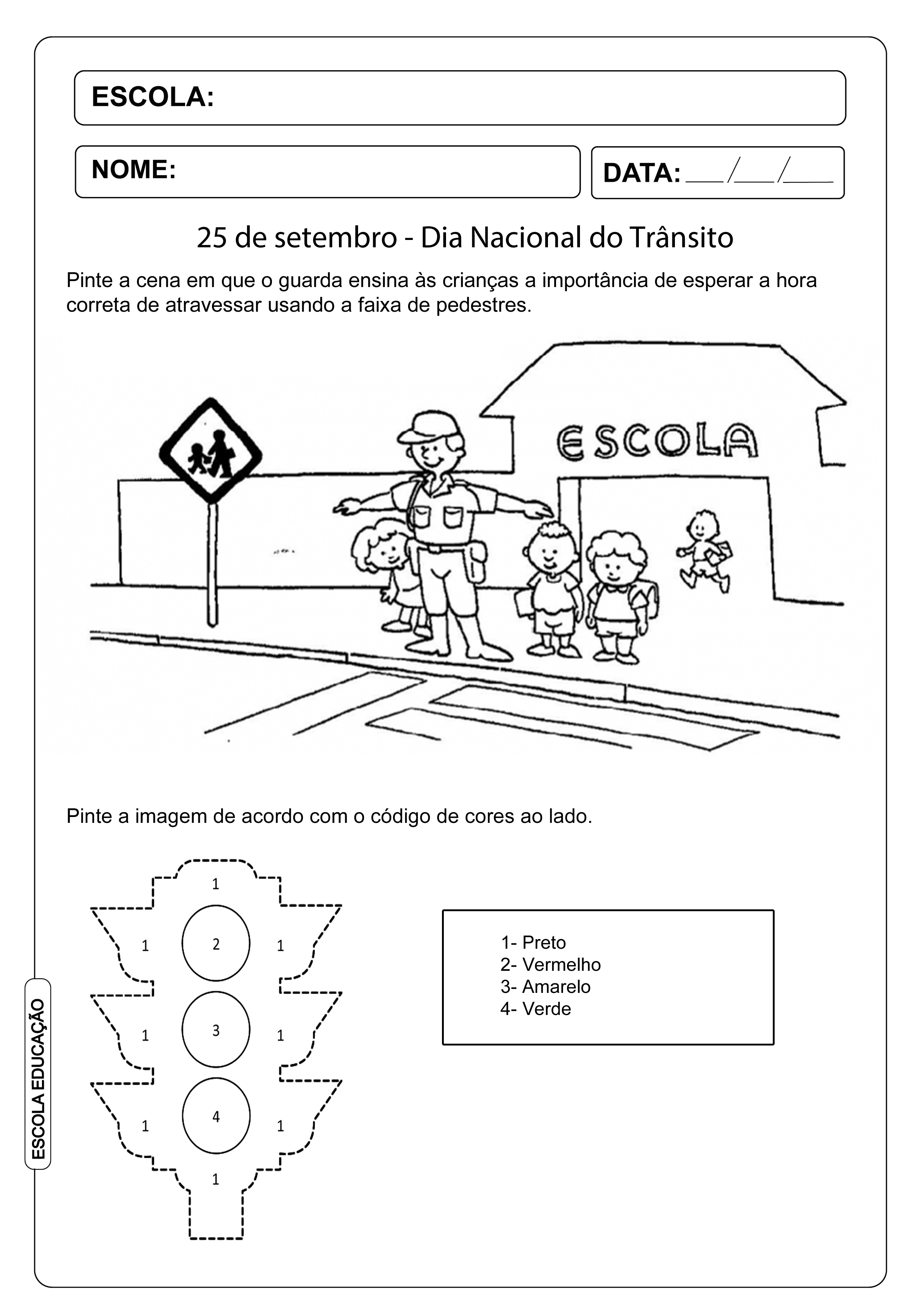 Atividade Dia do Trânsito para Educação Infantil