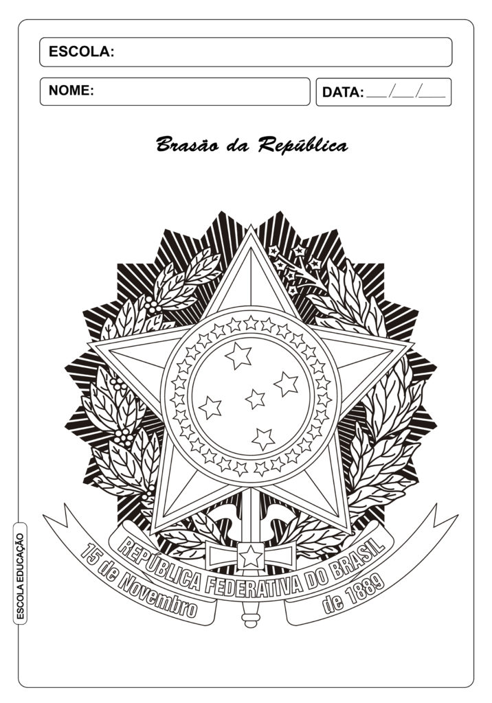 Brasão da República para colorir - Atividades para imprimir Proclamação da República