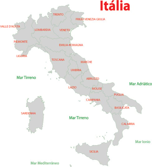 Mapa Regiões da Itália