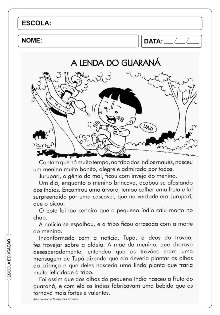A lenda do Guaraná para imprimir e colorir