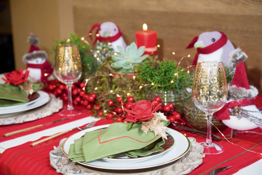Decoração de mesa de Natal
