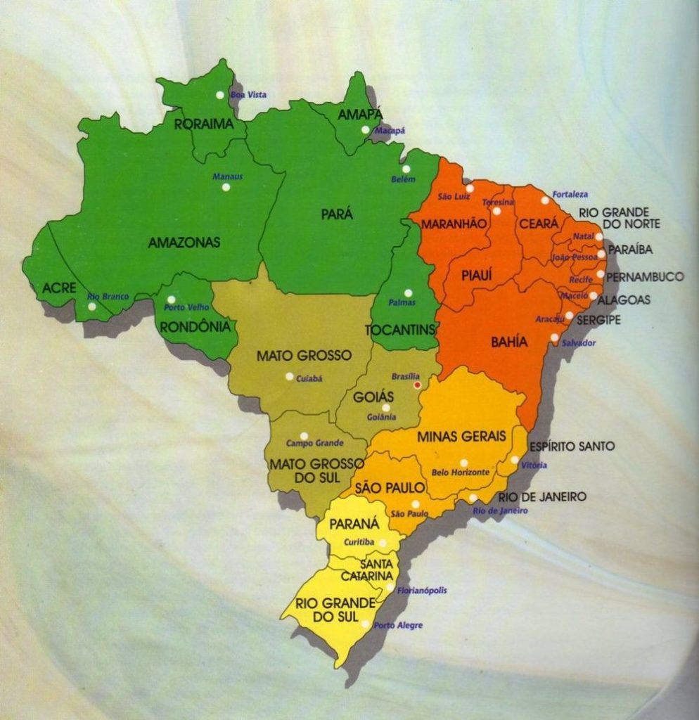 Mapa do Brasil - estados e capitais