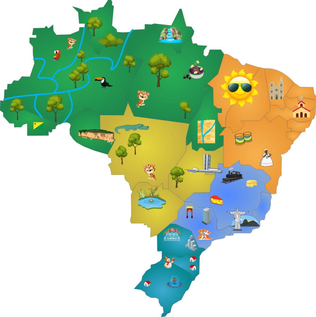 Mapa do Brasil cultura e vegetação